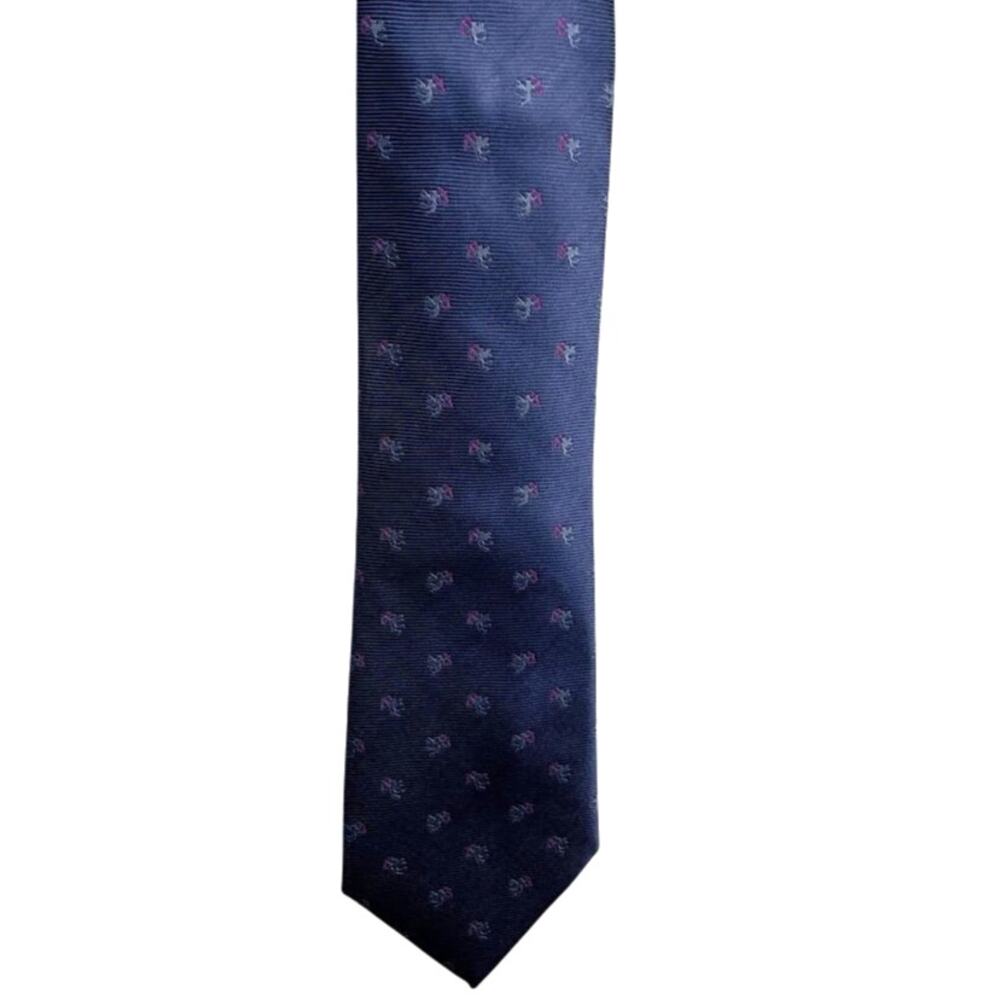 Spiffster Mens Necktie Navy Blue Flying Cupid Print‎ Silk Tie Romantic Preppy